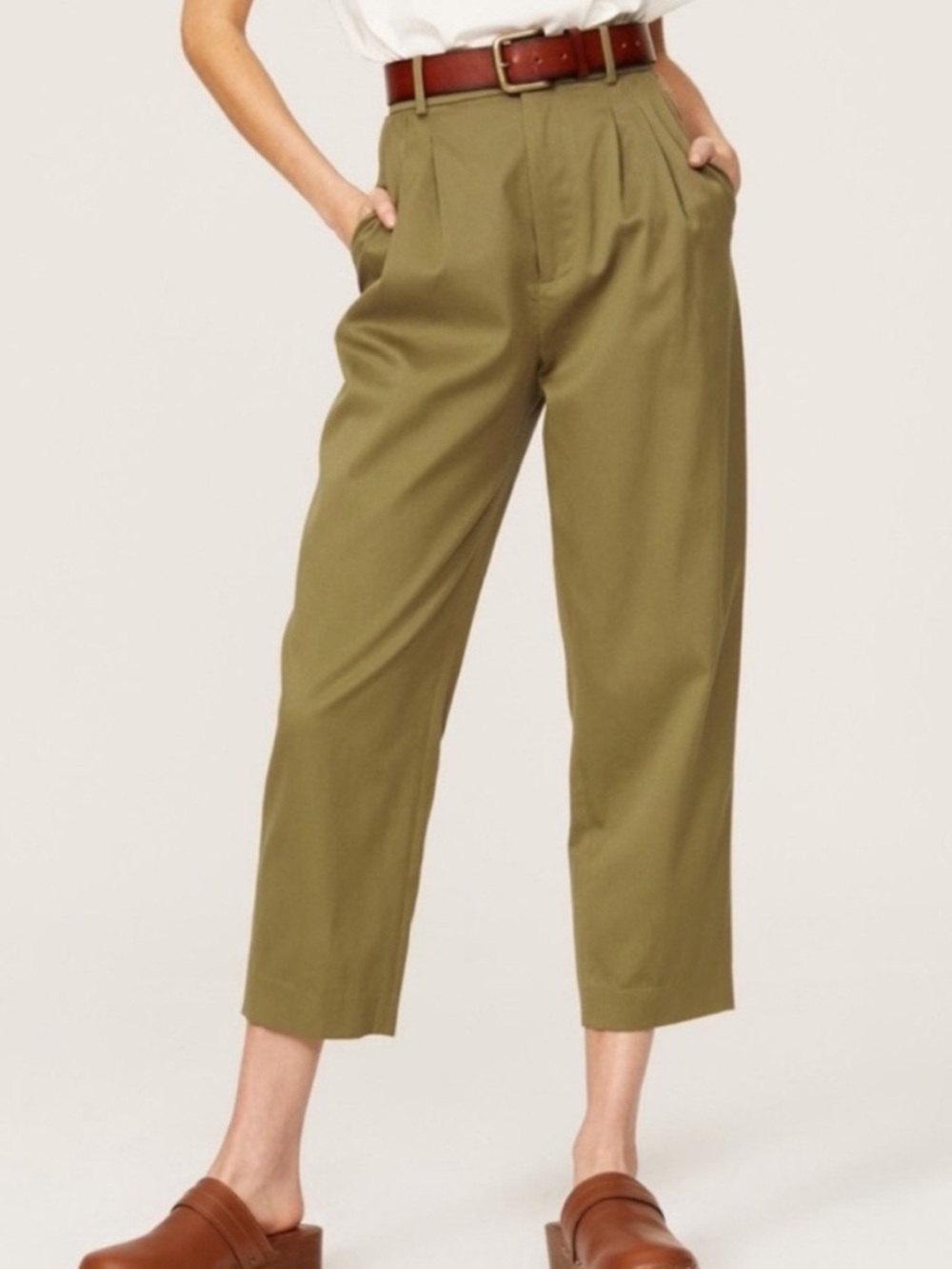 ba&sh Green Cotton Trouser Ankle Pants NWT